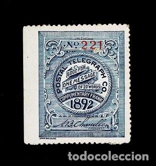Briefmarken: CL7-6 POSTAL TELEGRAPH CABLE COMPANY A&ntilde;o 1892 ComplImentary Frank GOOD FOR ONE MESSAGE DE 20 WORDS