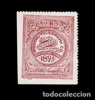 Briefmarken: CL7-6 POSTAL TELEGRAPH CABLE COMPANY A&ntilde;o 1893 Complementary Frank GOOD FOR ONE MESSAGE DE 20 WORDS