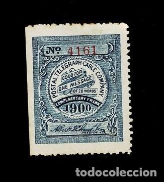 Francobolli: CL7-6 POSTAL TELEGRAPH CABLE COMPANY n&ordm; 4161 A&ntilde;o 1900 Complementary Frank GOOD FOR ONE MESSAGE DE 2