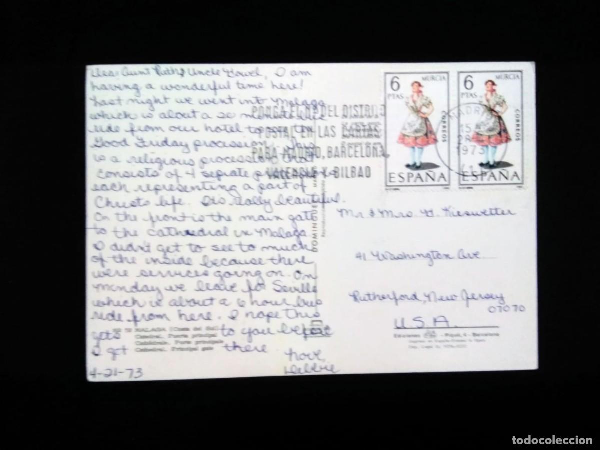 Sellos: J) 1973 SPAIN, MULTIPLE STAMPS, TYPICAL CUSTOMS, POSTCARD, AIRMAIL, CIRCULATED COVER, FROM SPAIN TO