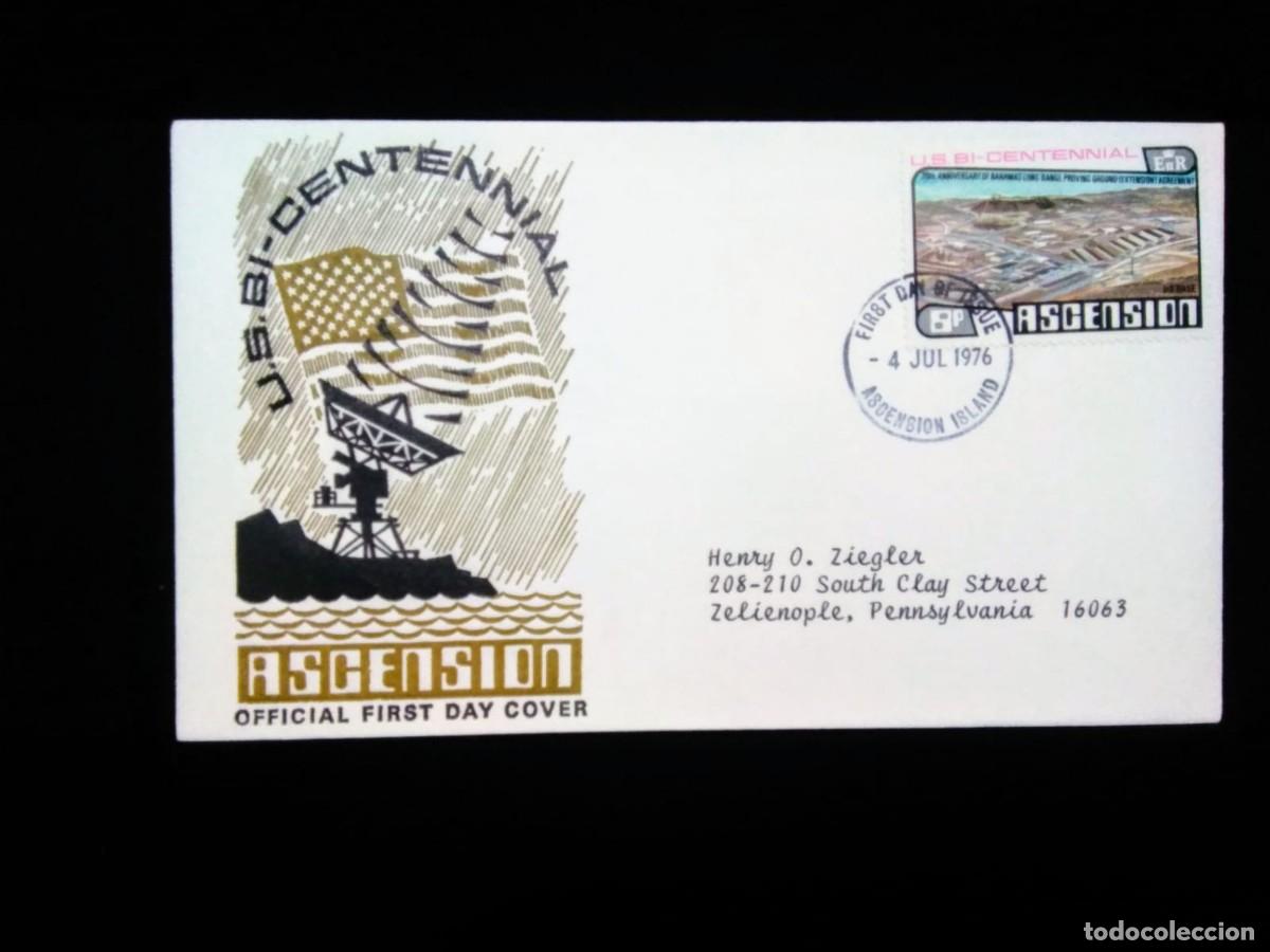 Sellos: J) 1976 ASCENSION ISLAND, US BICENTENNIAL, LANDSCAPE, MULTIPLE STAMPS, AIRMAIL, CIRCULATED COVER, FR