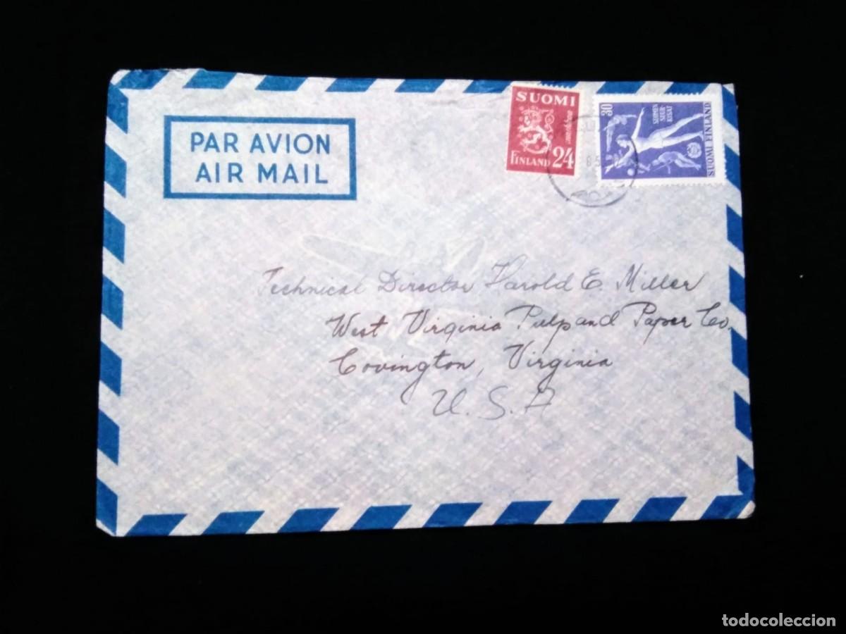 Sellos: J) 1965 FINLAND, MULTIPLE STAMPS, WOMEN, AIRMAIL, CIRCULATED COVER, FROM FINLAND TO VIRGINIA