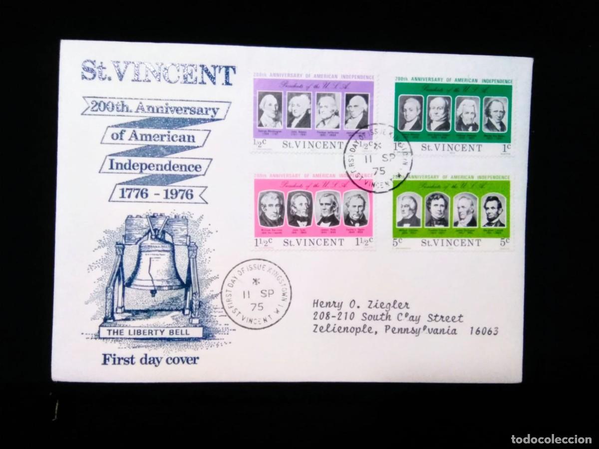 Stamps: J) 1975 ST VINCENT AND THE GRANADINES, 200TH ANNIVERSARY F AMERICAN INDEPENDENCE, THE LIBERTY BELL,