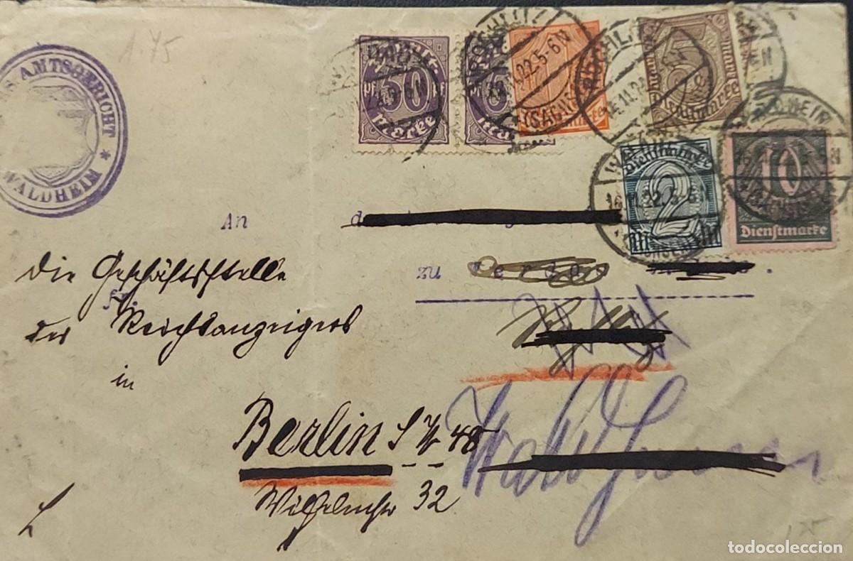 Francobolli: J) 1922 GERMANY, NUMERALS, MULTIPLE STAMPS, AIRMAIL, CIRCULATED COVER, FROM GERMANY TO BERLIN