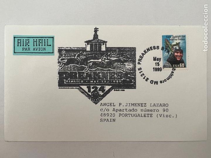 Stamps: CORREO AEREO. PREAKNESS STATION BALTIMORE. 1999