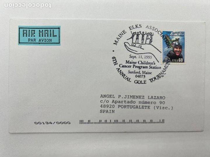 Francobolli: CORREO AEREO. 6TH ANNUAL GOLE TOURNAMENT. MAINE ELKS ASSOCIATION. 1999