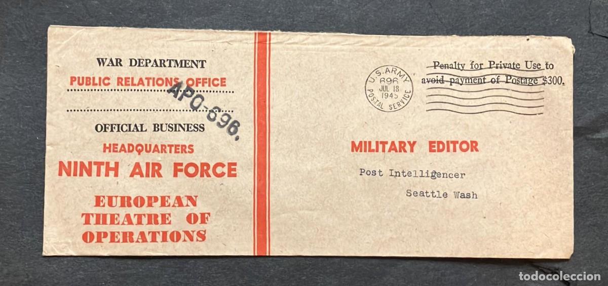 Sellos: O) 1945 UNITED STATES - USA,&nbsp; POST INTELLIGENCER, US ARMY, POSTAL SERVICE,&nbsp; MILITARY EDITOR, PENALTY