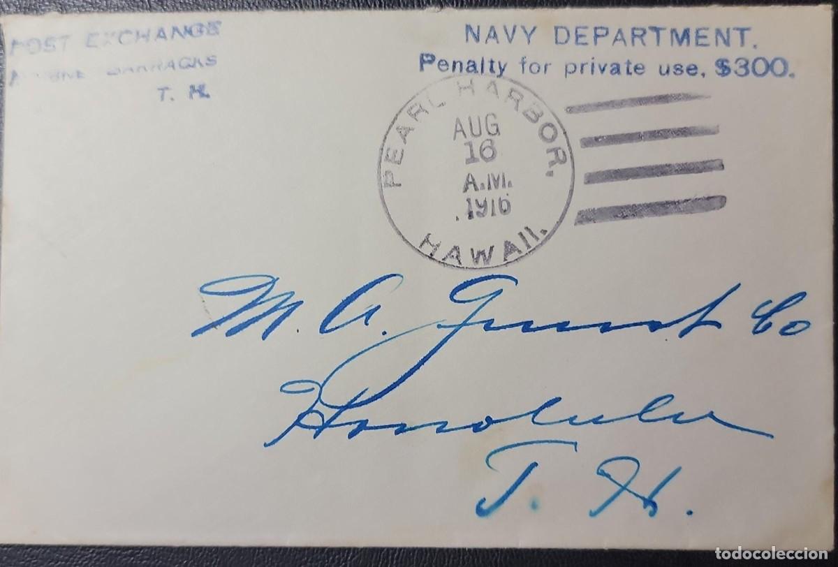 Timbres: O) 1916 HAWAII, NAVY DEPARTMENT STEMPEL PEARL HARBOUR, PENALTY FOR PRIVATE, CIRCULATED XF