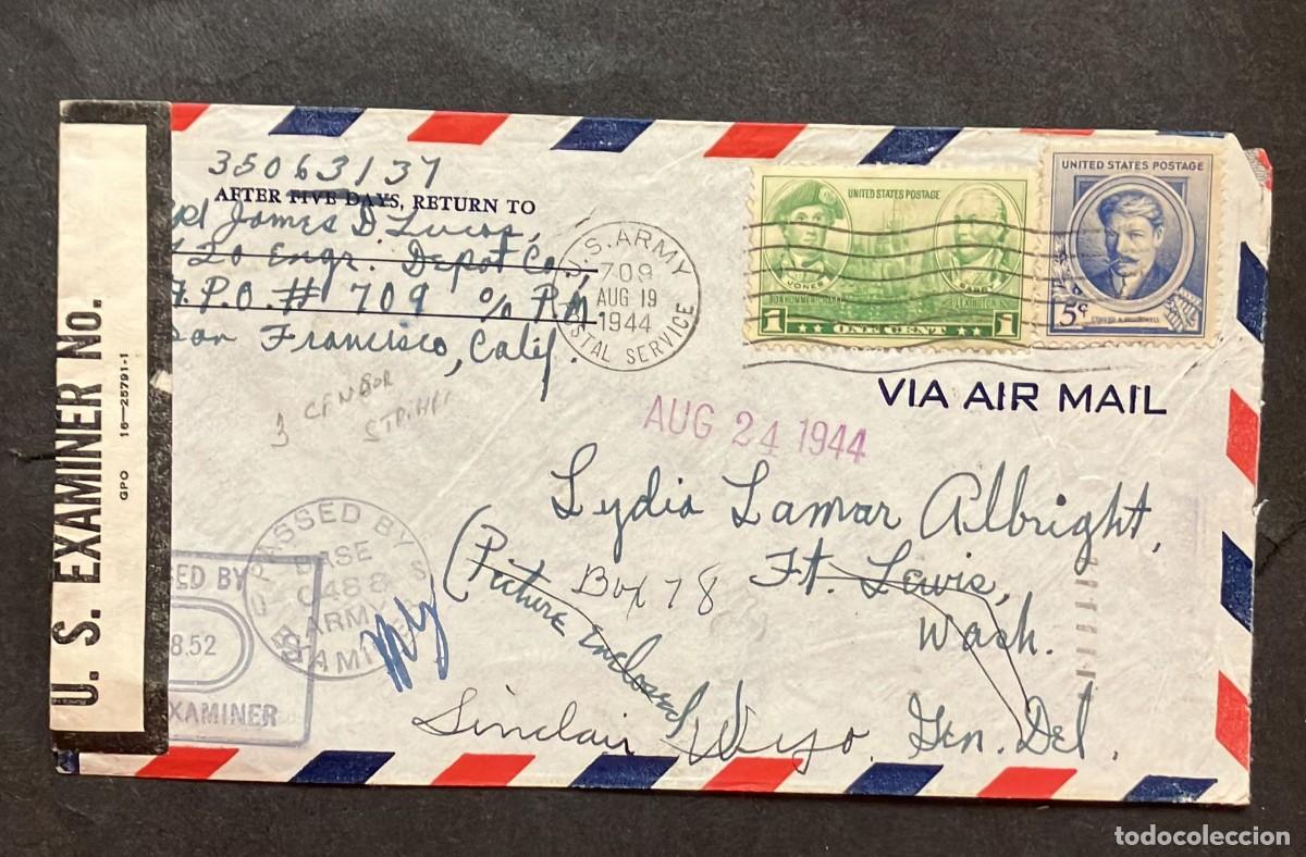Timbres: O) 1944 UNITED STATE - USA, US ARMY, CENSARSHIP, CRICULATED COVER XF