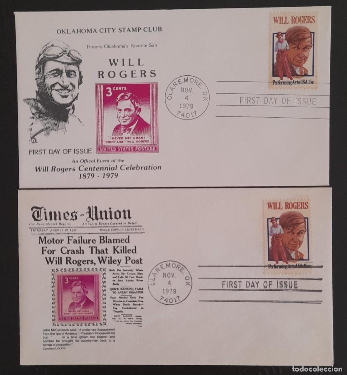 Sellos: SL) 1979 USA WILL ROGERS TWO FDC