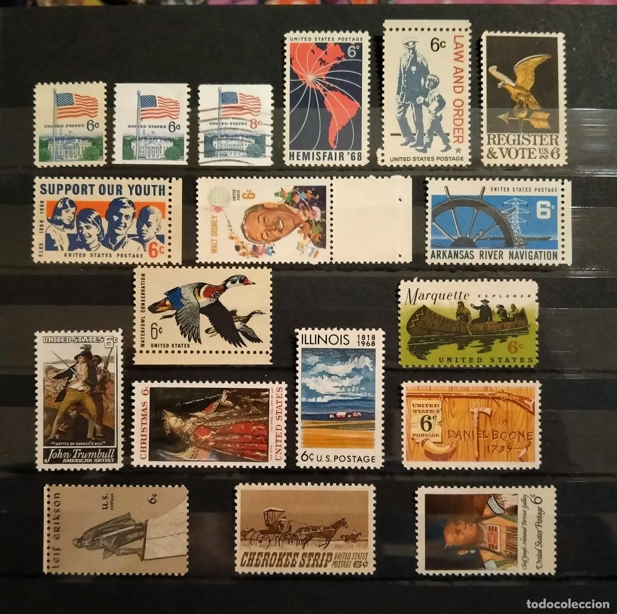 Timbres: Estados Unidos 1968 MNH** y 2 usados Lote de 15 series del a&ntilde;o 1968