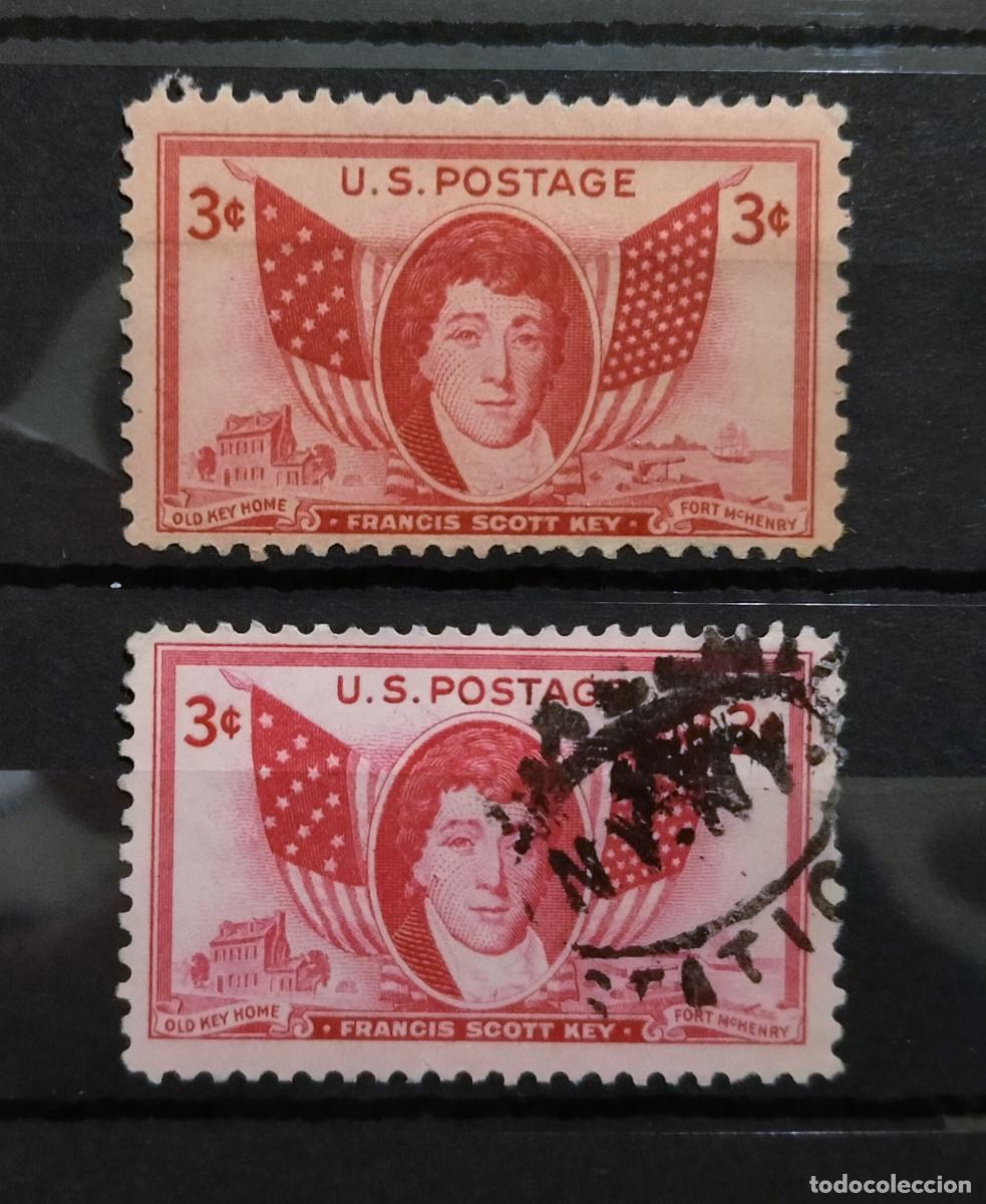 Selos: Estados Unidos 1948 Scott 962 x2 MNH** / U Francis S. Key Himno nacional 'Star-Spangled Banner'