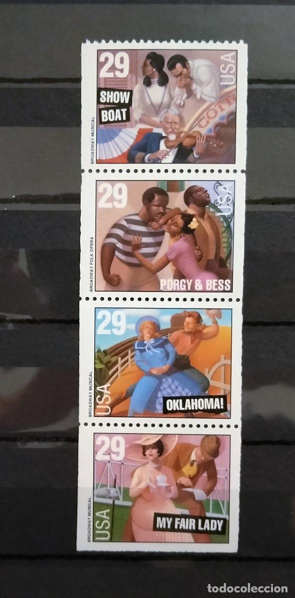 Selos: Estados Unidos 1993 Scott 2767 - 2770 MNH** Leyendas m&uacute;sica americana Broadway Tira vertical