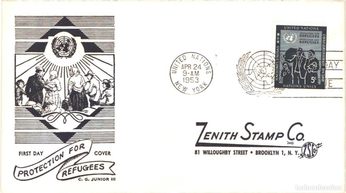 Sellos: NACIONES UNIDAS _ 1953 _ SPD _ PROTECCI&Oacute;N A REFUGIADOS _ Mi NT-NY-20 _ ONU