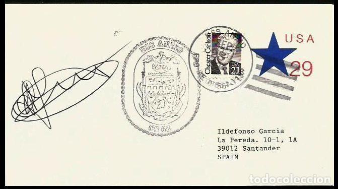 Timbres: USA CRUCERO USS ANZIO FIRMADO POR EL COMANDANTE