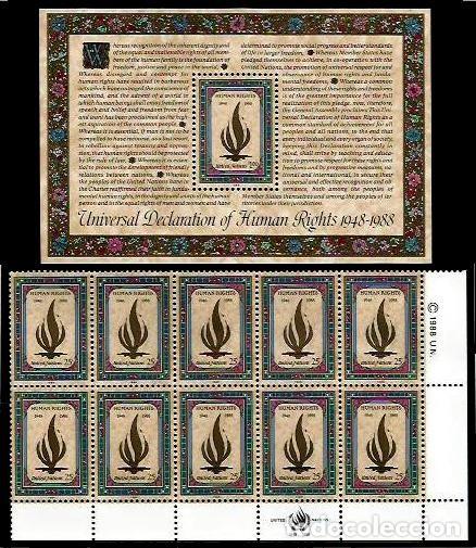 Sellos: ONU NEW YORK 1988 DERECHOS HUMANOS
