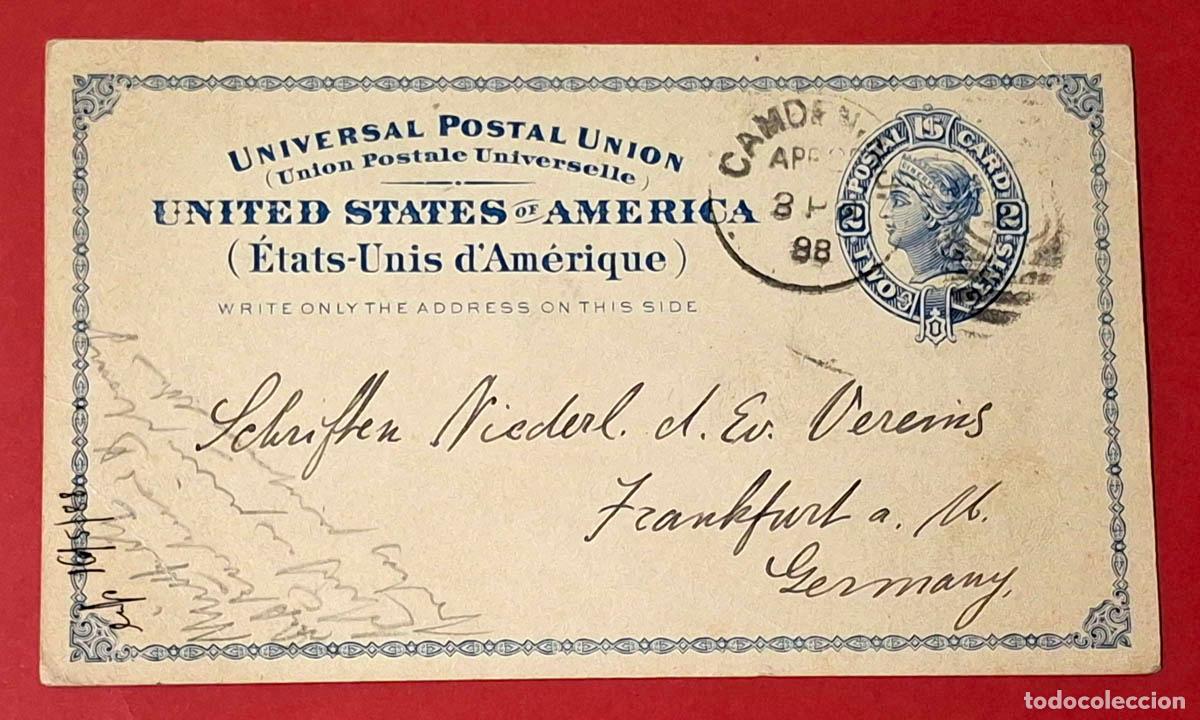 Timbres: 1888, Postal Card 2 cents, entero postal circulado, Estados Unidos