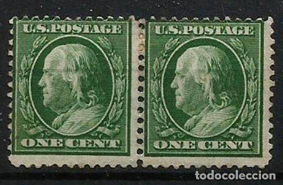 Sellos: EEUU - 1908 - BENJAMIN FRANKLIN - DUPLA NUEVA - Foto 1