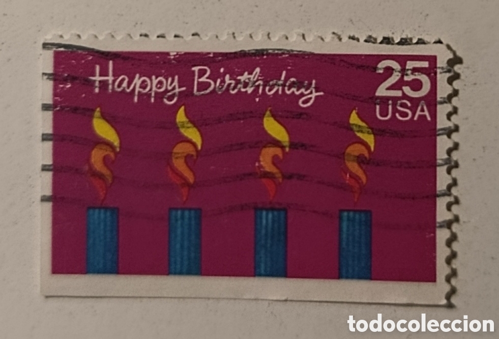 Sellos: USA sello ocasiones especiales Happy brithday a&ntilde;o 1988 usado