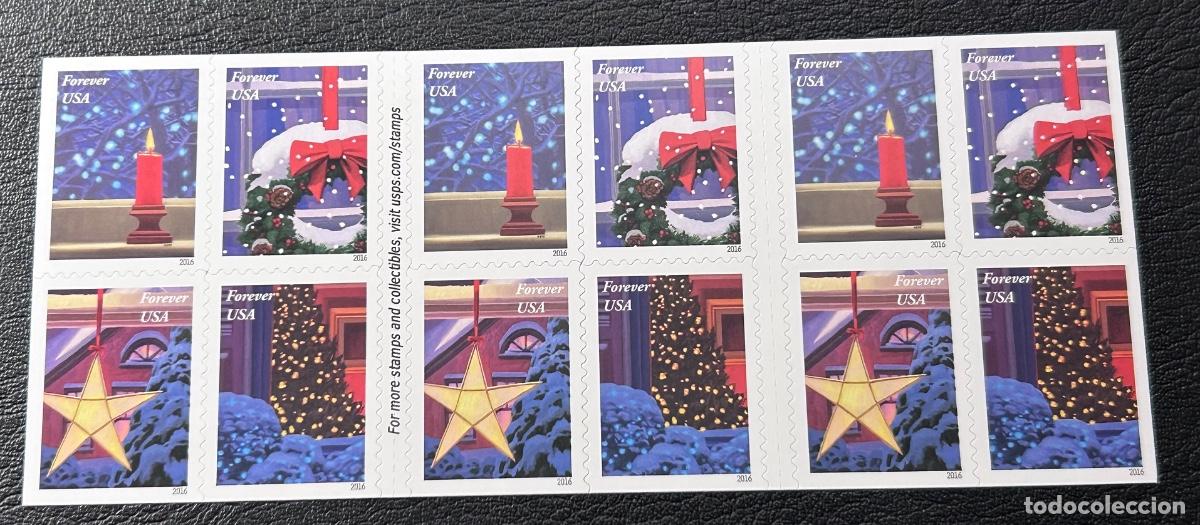 Sellos: 20 sellos de USA Forever VF$15.60 ventanas de Navidad Sin Uso Vendo por $11 con env&iacute;o gratis