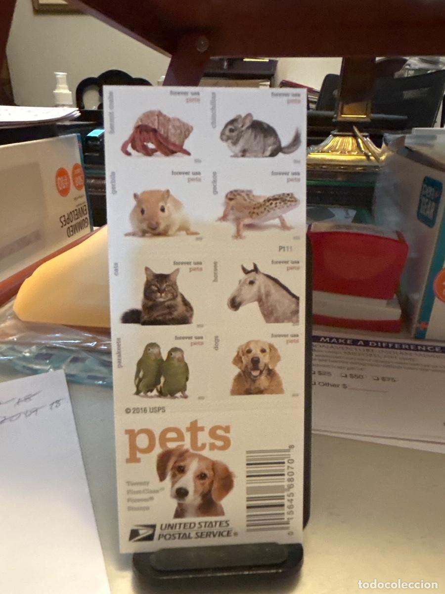 Sellos: 20 Sellos Forever Stamps PETS MASCOTAS del 2016 valor $15.60 Vendo por 10&euro;