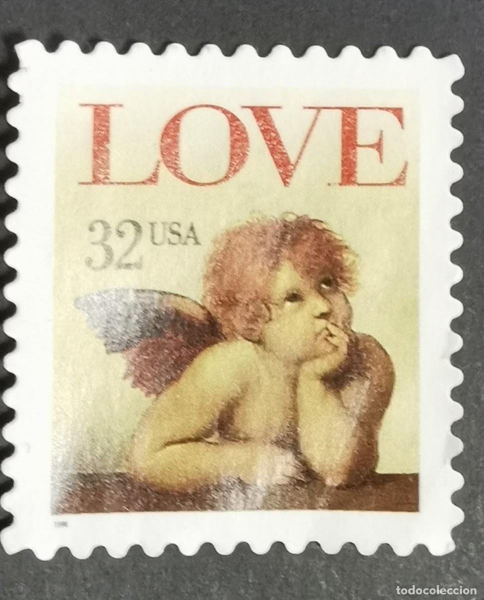 Francobolli: Sello Estados Unidos U.S.A.1995,Querub&iacute;n&rdquo; (detalle de la Virgen Sixtina Rafael, 32 &cent; Michel US 2560A