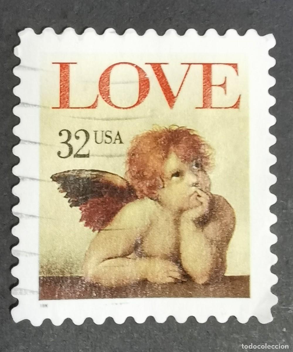 Francobolli: Sello Estados Unidos U.S.A.1995,Querub&iacute;n&rdquo; (detalle de la Virgen Sixtina Rafael, 32 &cent; Michel US 2560A