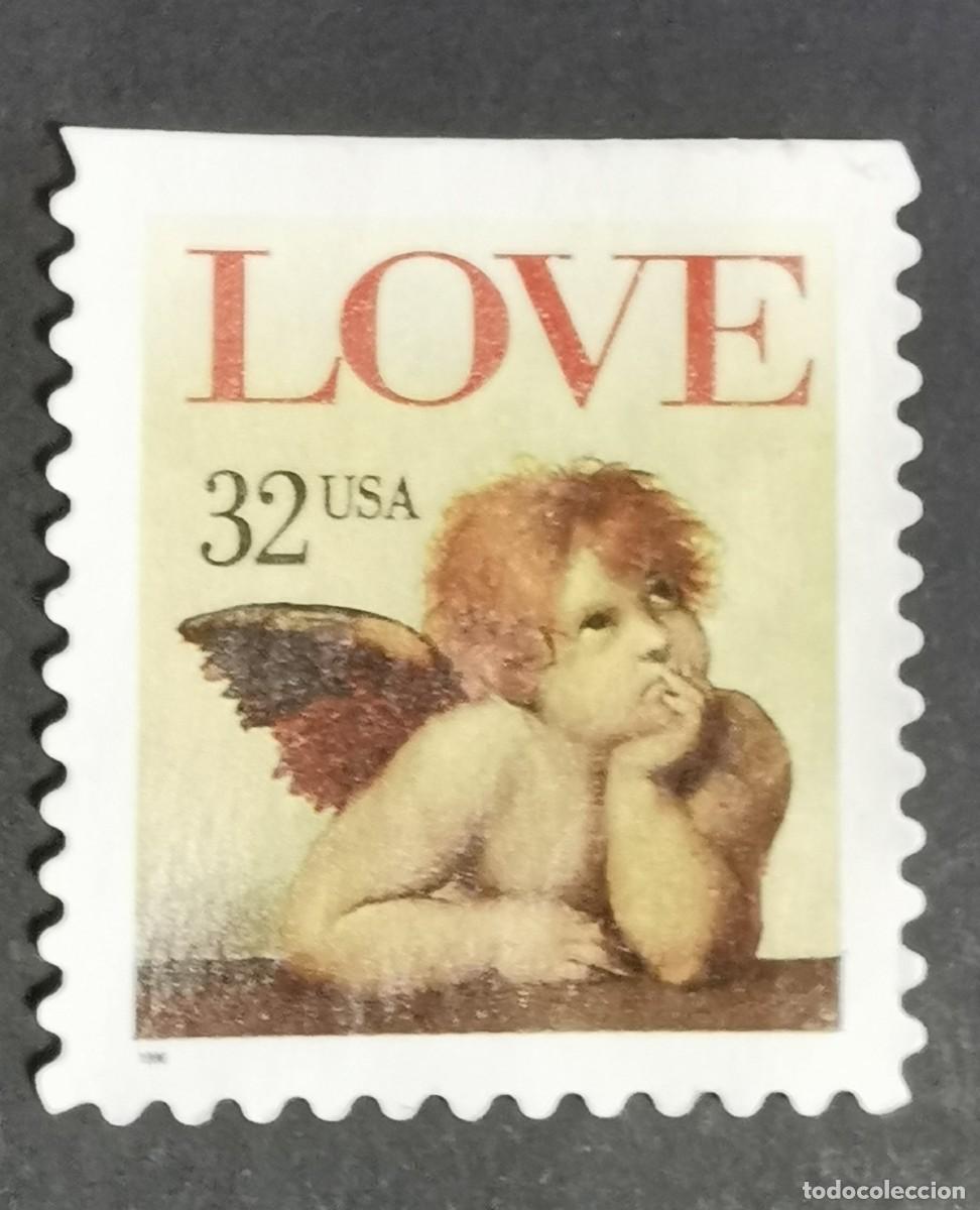 Francobolli: Sello Estados Unidos U.S.A.1995,Querub&iacute;n&rdquo; (detalle de la Virgen Sixtina Rafael, 32 &cent; Michel US 2560D