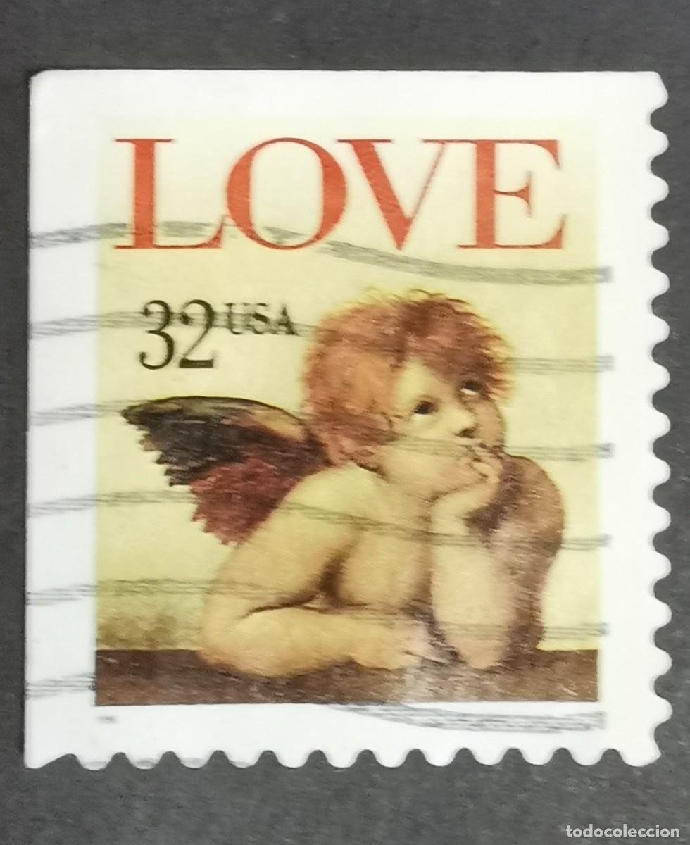 Francobolli: Sello Estados Unidos U.S.A.1995,Querub&iacute;n&rdquo; (detalle de la Virgen Sixtina Rafael, 32 &cent; Michel US