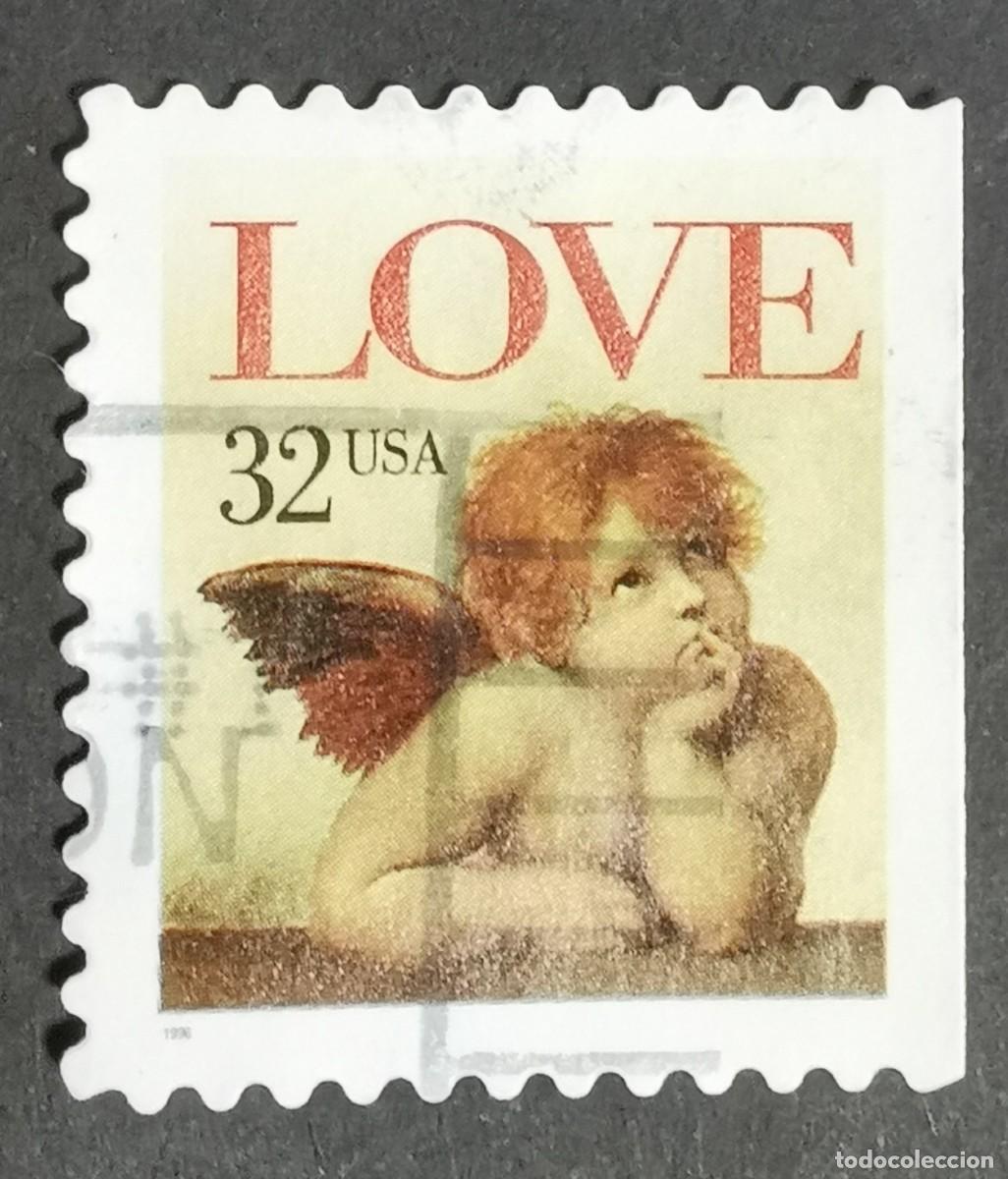 Francobolli: Sello Estados Unidos U.S.A.1995,Querub&iacute;n&rdquo; (detalle de la Virgen Sixtina Rafael, 32 &cent; Michel US