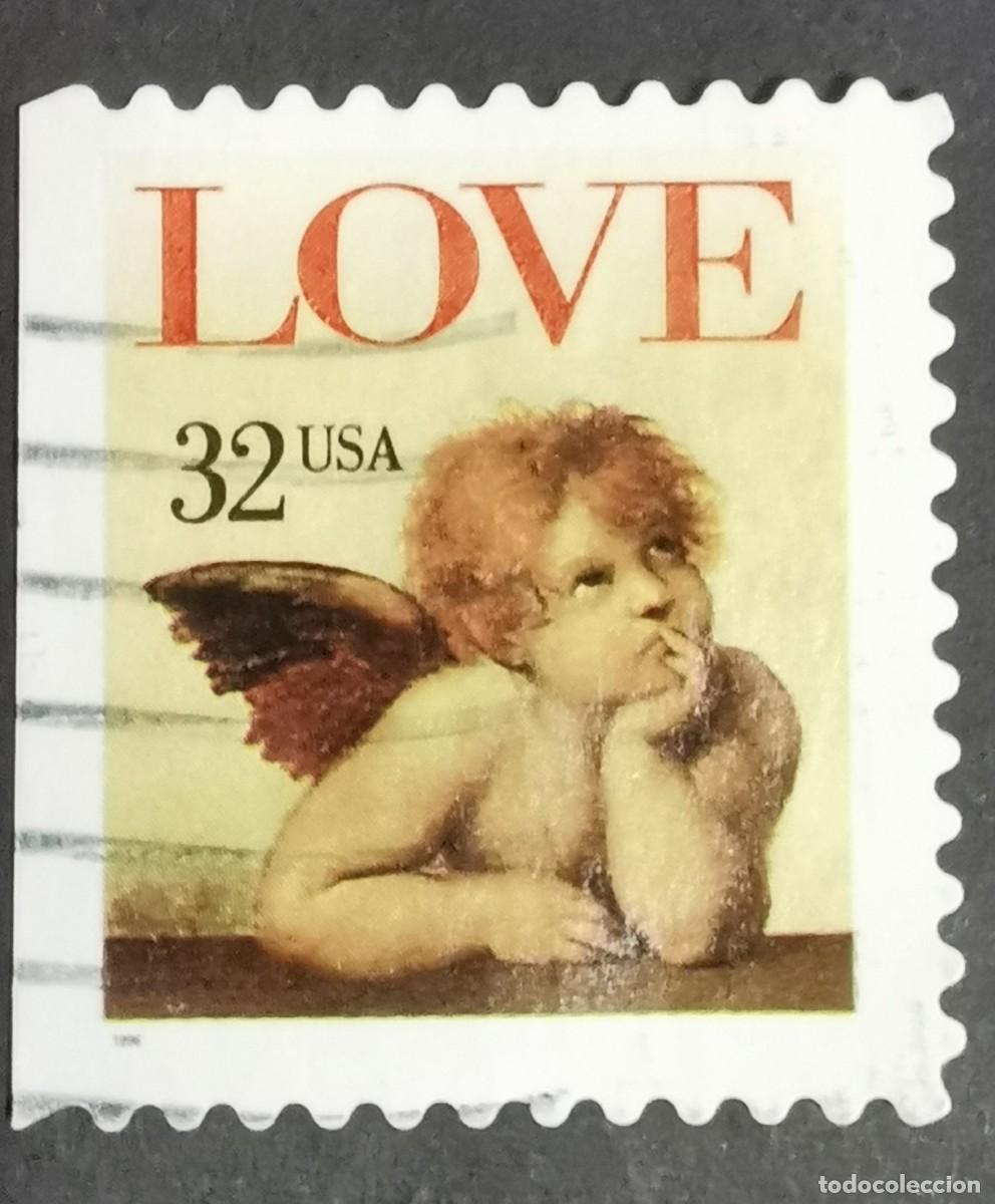Francobolli: Sello Estados Unidos U.S.A.1995,Querub&iacute;n&rdquo; (detalle de la Virgen Sixtina Rafael, 32 &cent; Michel US