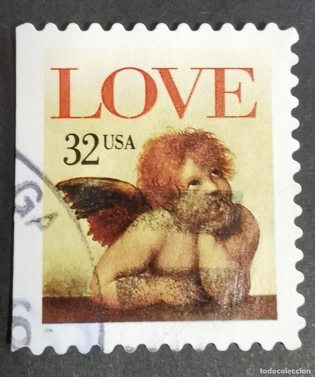 Francobolli: Sello Estados Unidos U.S.A.1995,Querub&iacute;n&rdquo; (detalle de la Virgen Sixtina Rafael, 32 &cent; Michel US