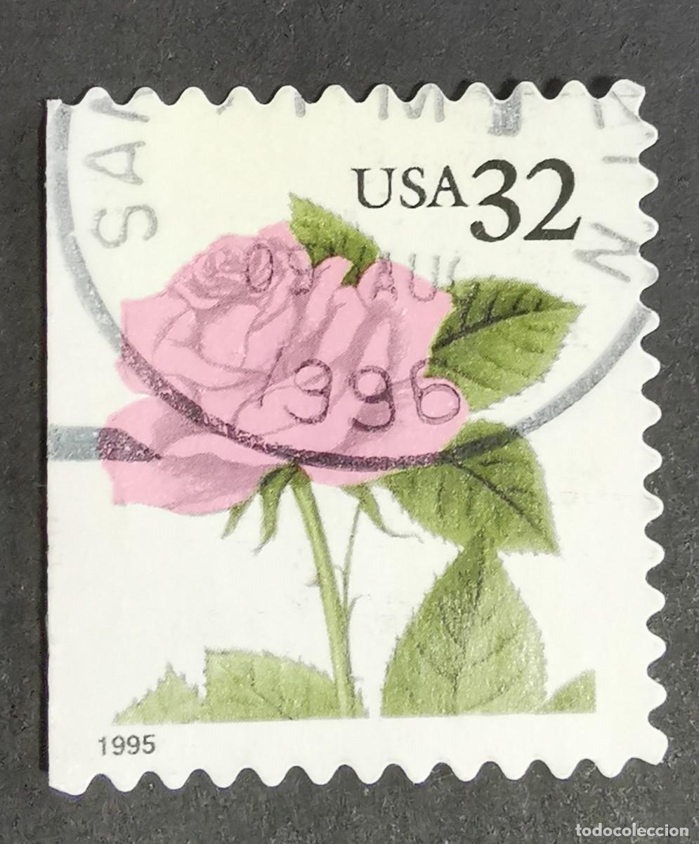 Francobolli: Sello Estados Unidos U.S.A.1995,Rosa rosa, 32 &cent; Michel US 2571BDl