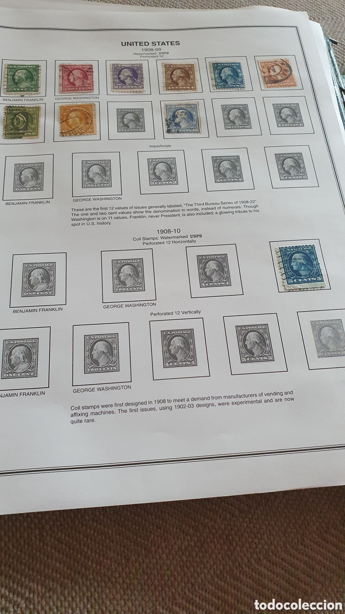 Sellos: 10 sellos usa 1908 en hoja
