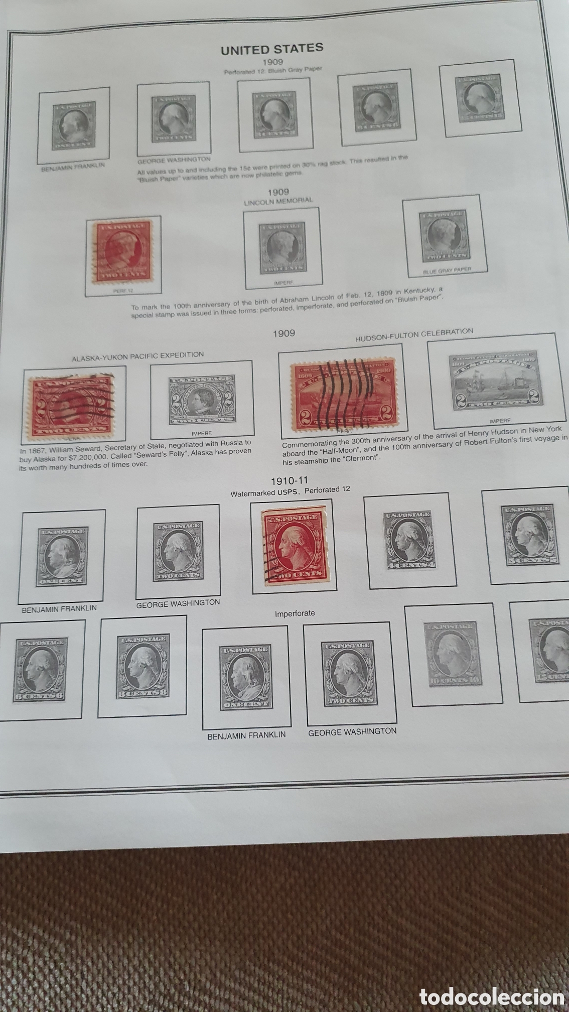 Sellos: 4 sellos estados unidos 1909