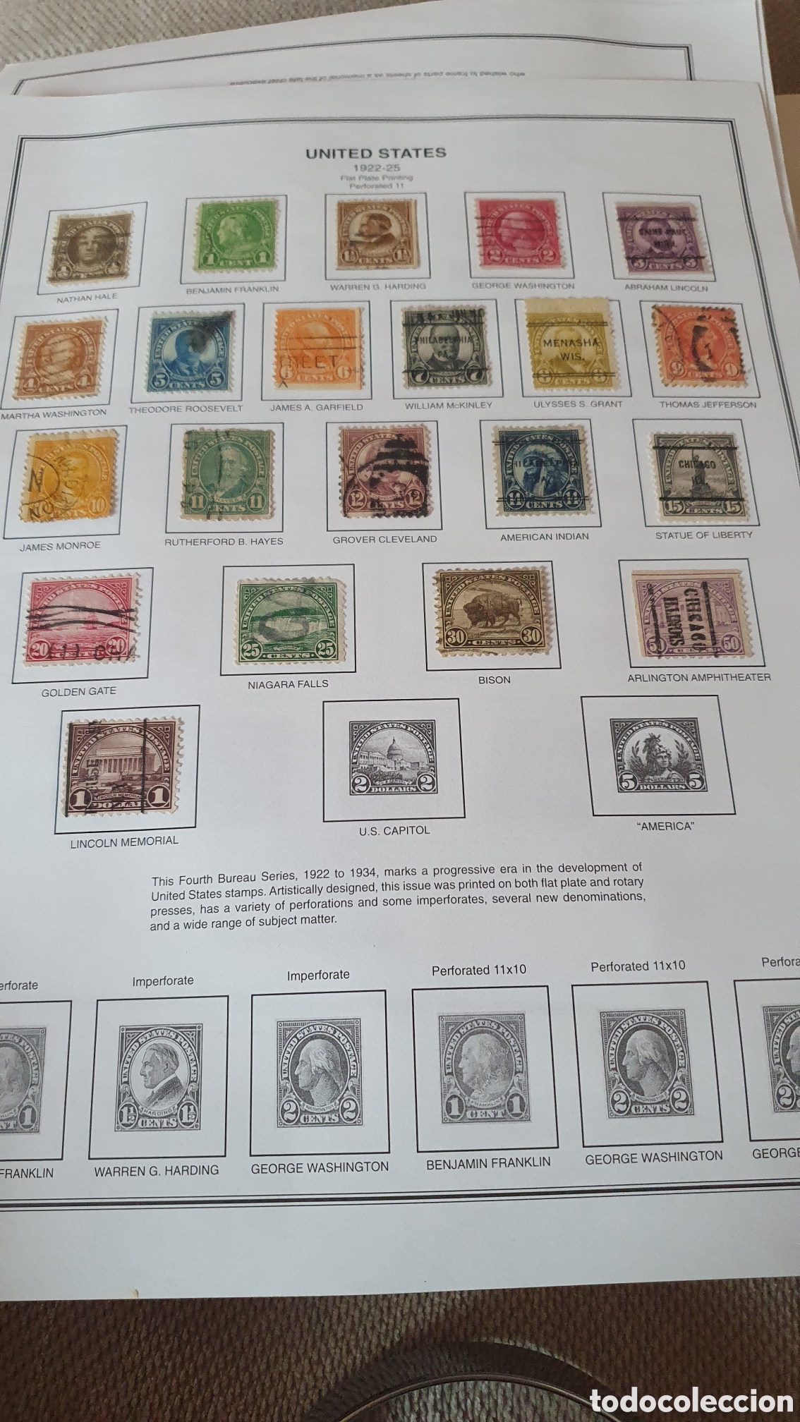 Sellos: Sellos usa 1922.25 en hoja 21 una.