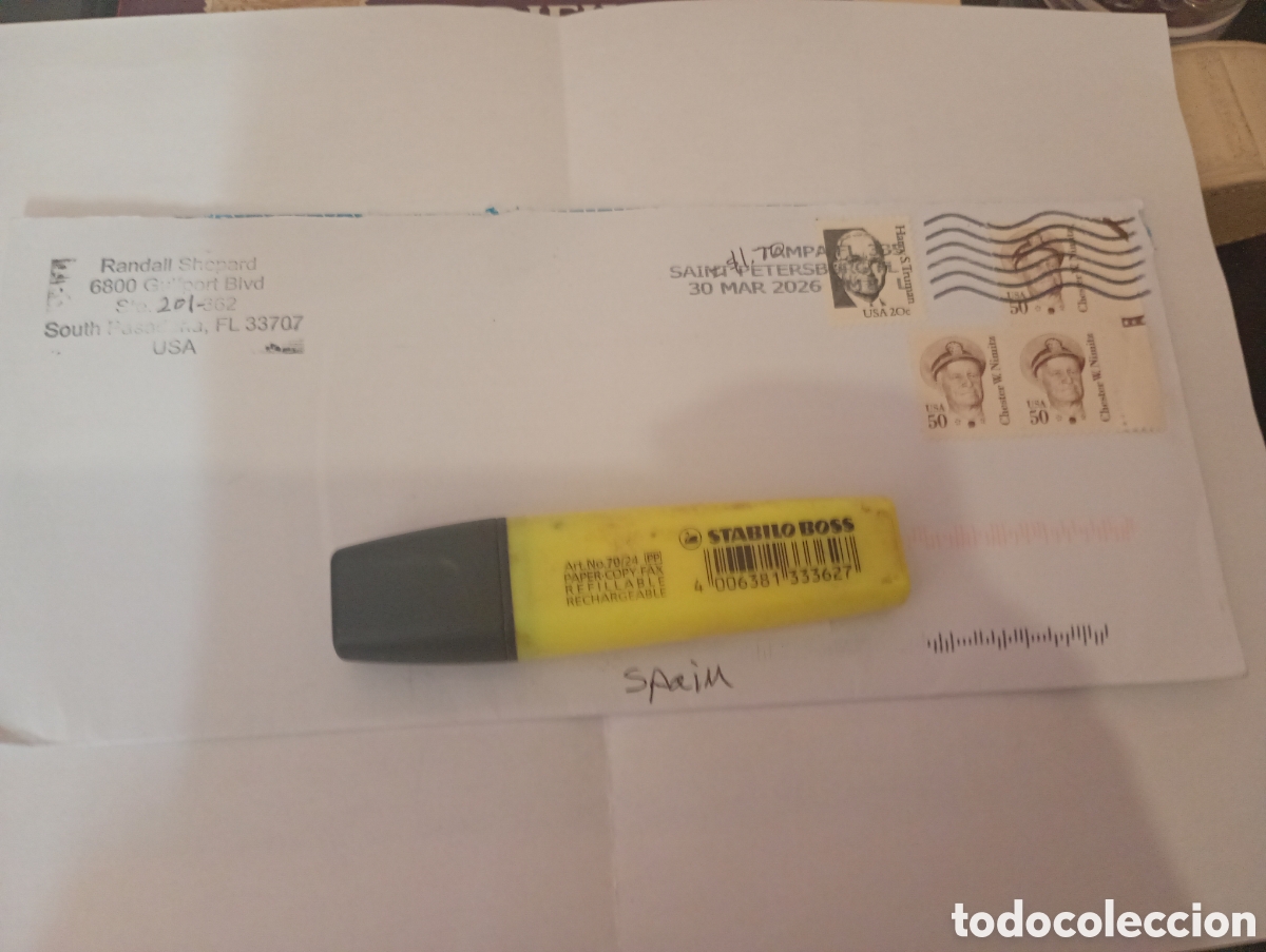 Sellos: Sobre franqueado Estados Unidos