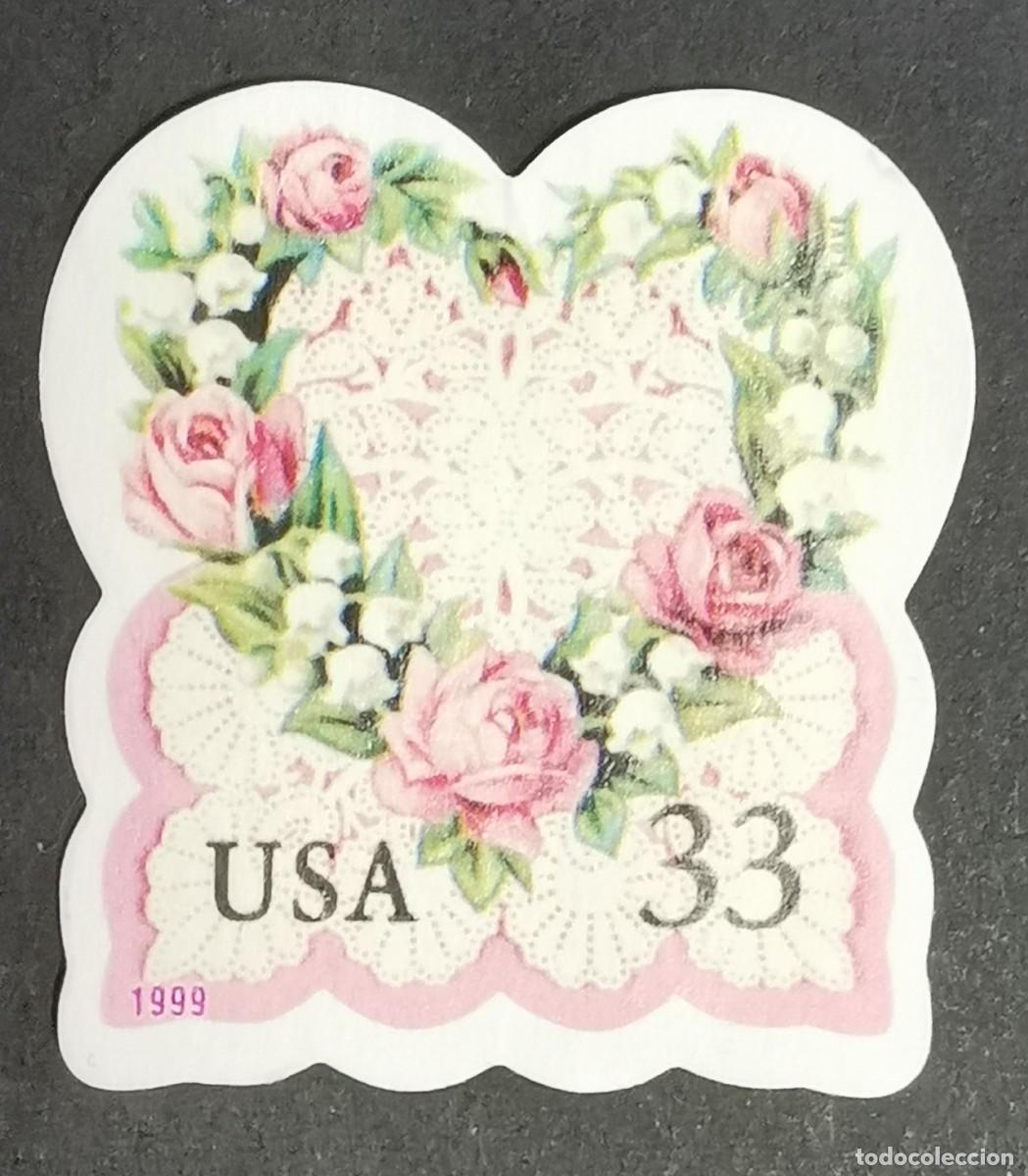 Timbres: Sello Estados Unidos U.S.A.1999,Coraz&oacute;n de Rosas Rosadas, 33 &cent; Michel US 3072