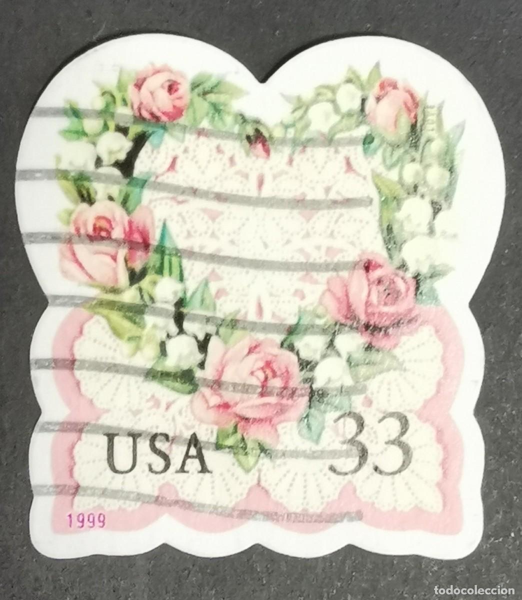 Timbres: Sello Estados Unidos U.S.A.1999,Coraz&oacute;n de Rosas Rosadas, 33 &cent; Michel US 3072