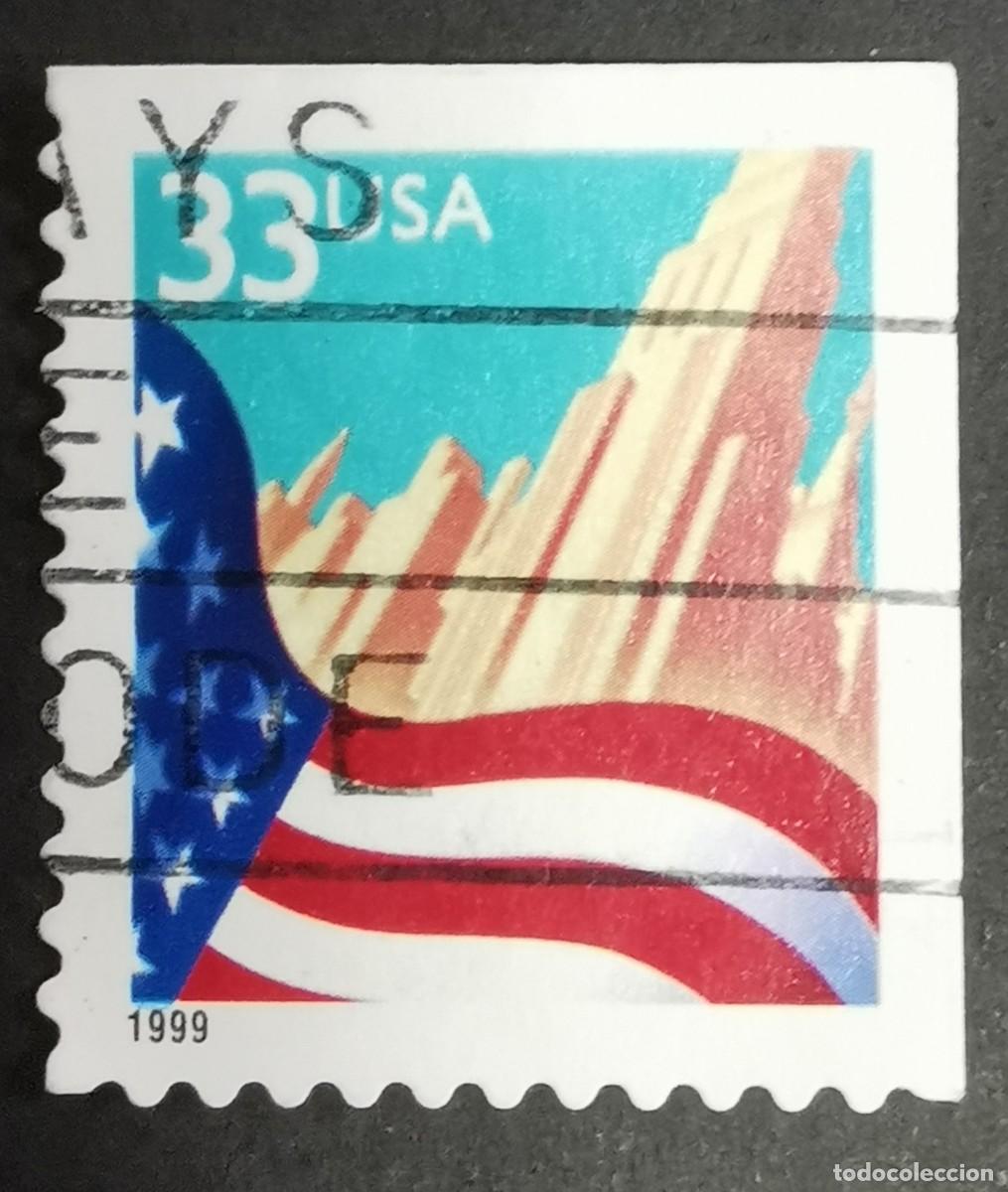 Timbres: Sello Estados Unidos U.S.A.1999,Bandera sobre la ciudad, 33 &cent; Michel US 3091BEor