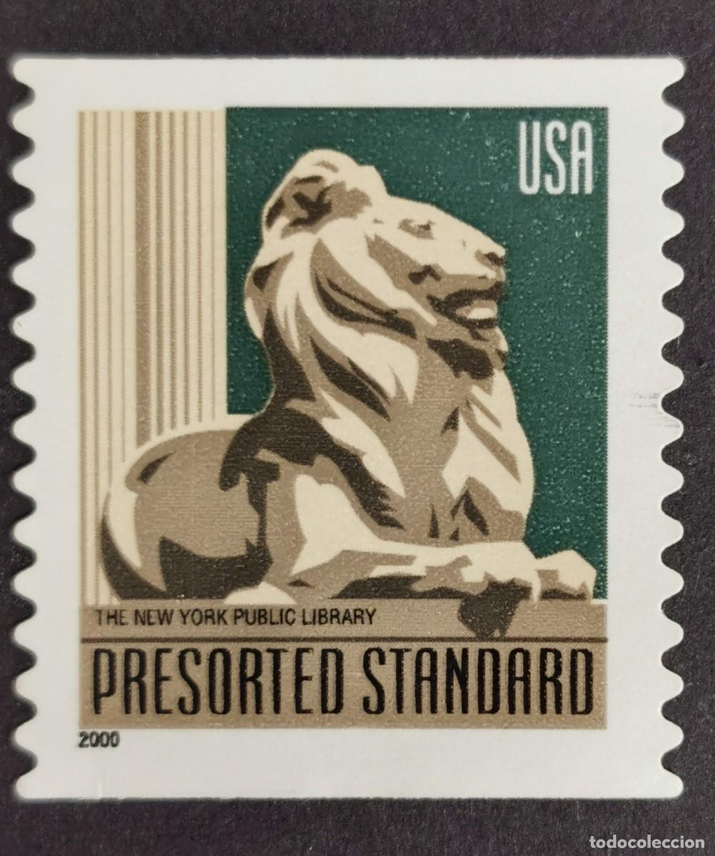 Francobolli: Sello Estados Unidos U.S.A.2000,Le&oacute;n de la Biblioteca P&uacute;blica de Nueva York, Michel US 3388I