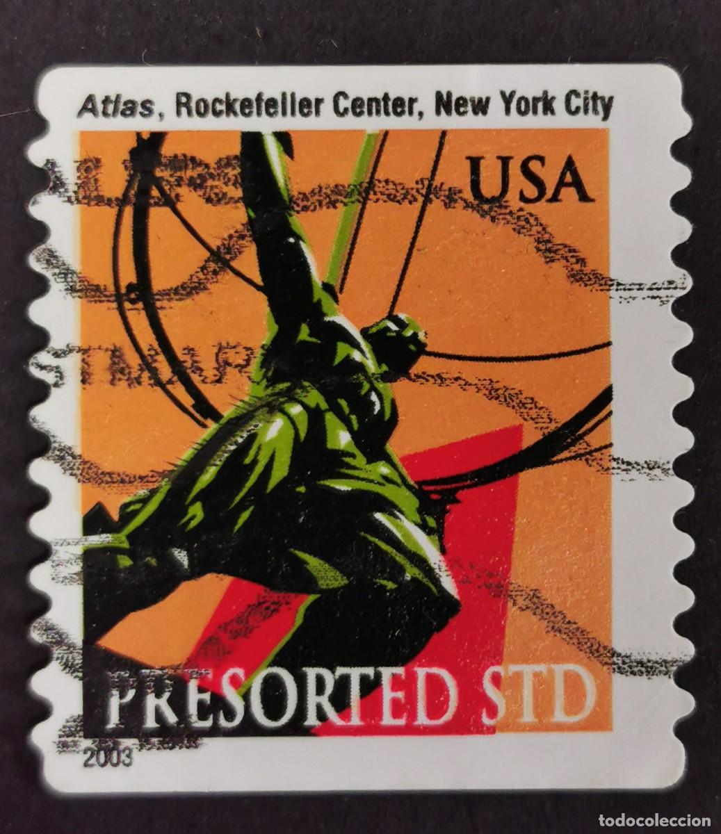 Timbres: Sello Estados Unidos U.S.A.2003, Estatua Atlas, Rockefeller Center, 37 &cent; Michel US 3474BG