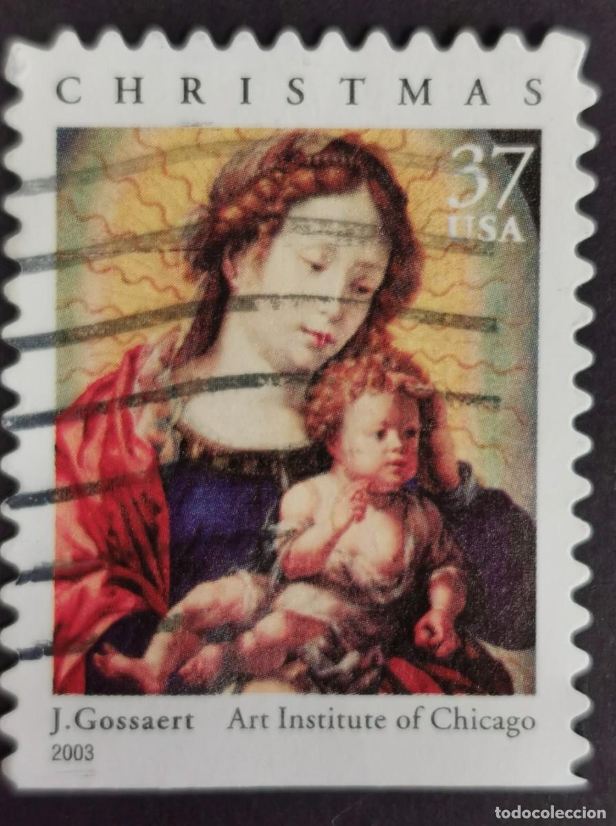 Stamps: Sello Estados Unidos U.S.A.2003,La Virgen con el Ni&ntilde;o, por J. Gossaert, 37 &cent; Michel US 3646IIBDu