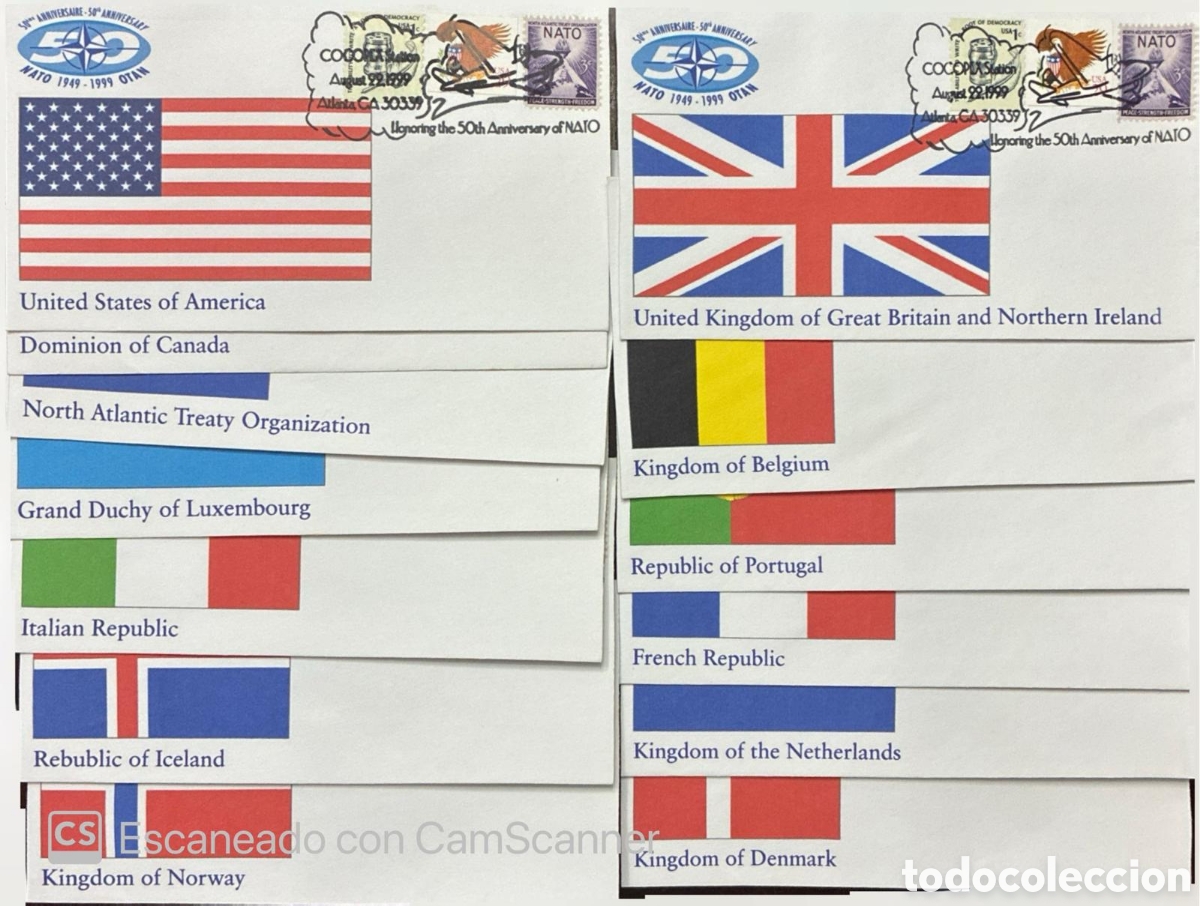 Sellos: CA)USA OTAN, 1999, 50th Anniversary of NATO / First Day Covers. Co