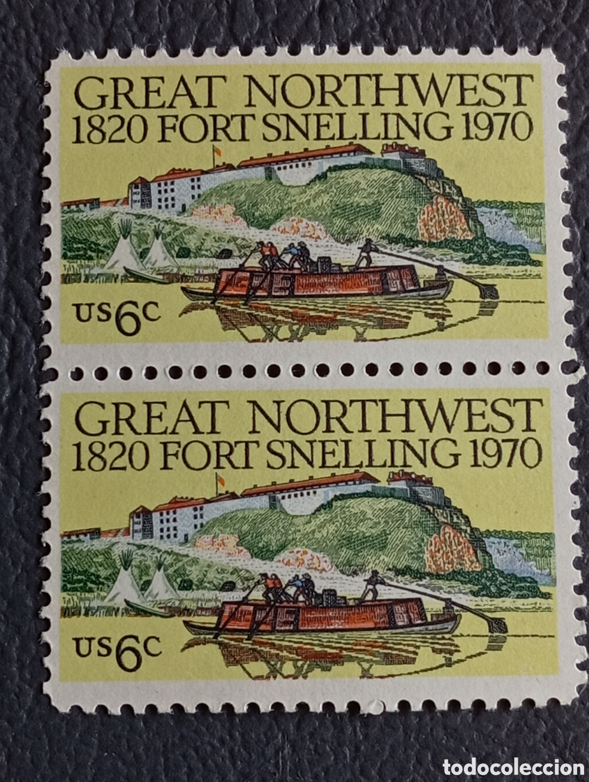 Sellos: 1970 USA Scott #1409 Fort Snelling 150th Anniversary - Pareja MNH