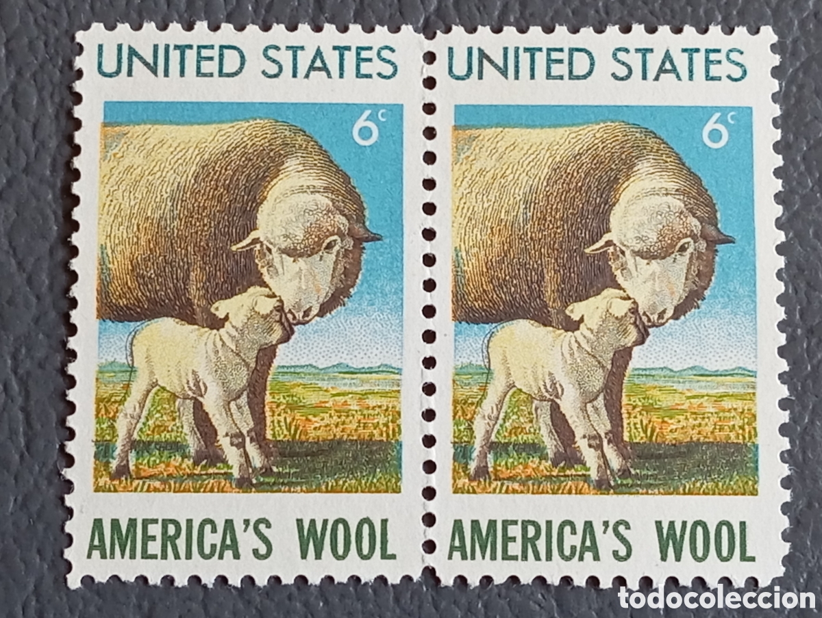 Sellos: Pareja de Sellos EE. UU. 1971 - America&rsquo;s Wool (Scott #1423) - MNH