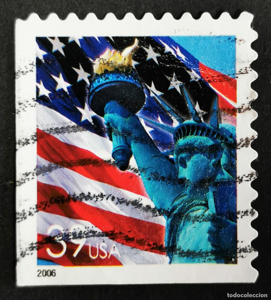 Sellos: Sello Estados Unidos U.S.A.2006,Bandera y Estatua de la Libertad, 39 &cent; , Michel US 4019BElu