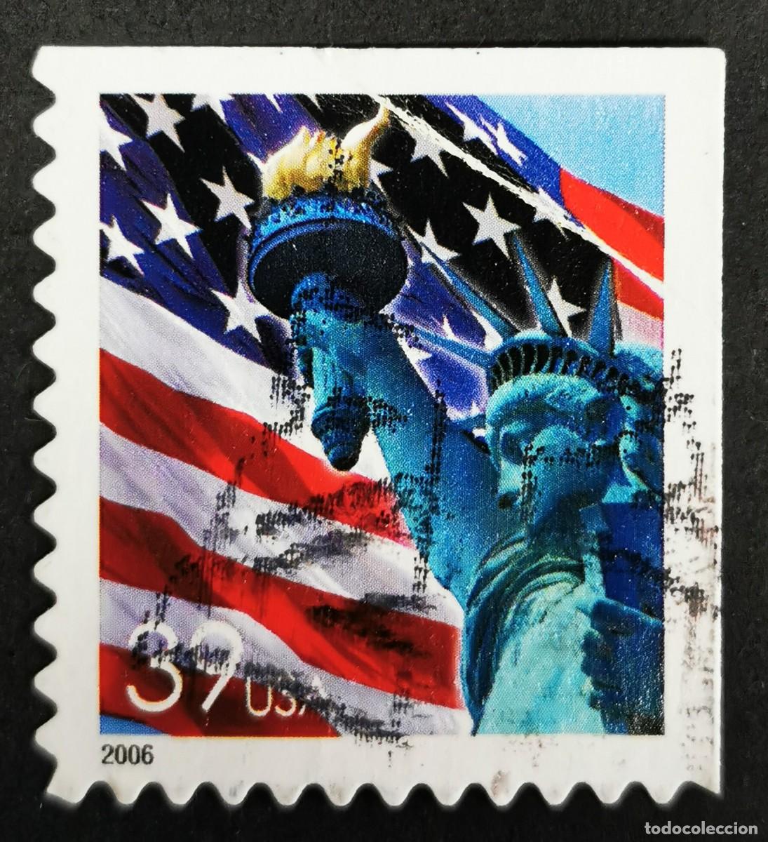 Timbres: Sello Estados Unidos U.S.A.2006,Bandera y Estatua de la Libertad, 39 &cent; , Michel US 4019BIro