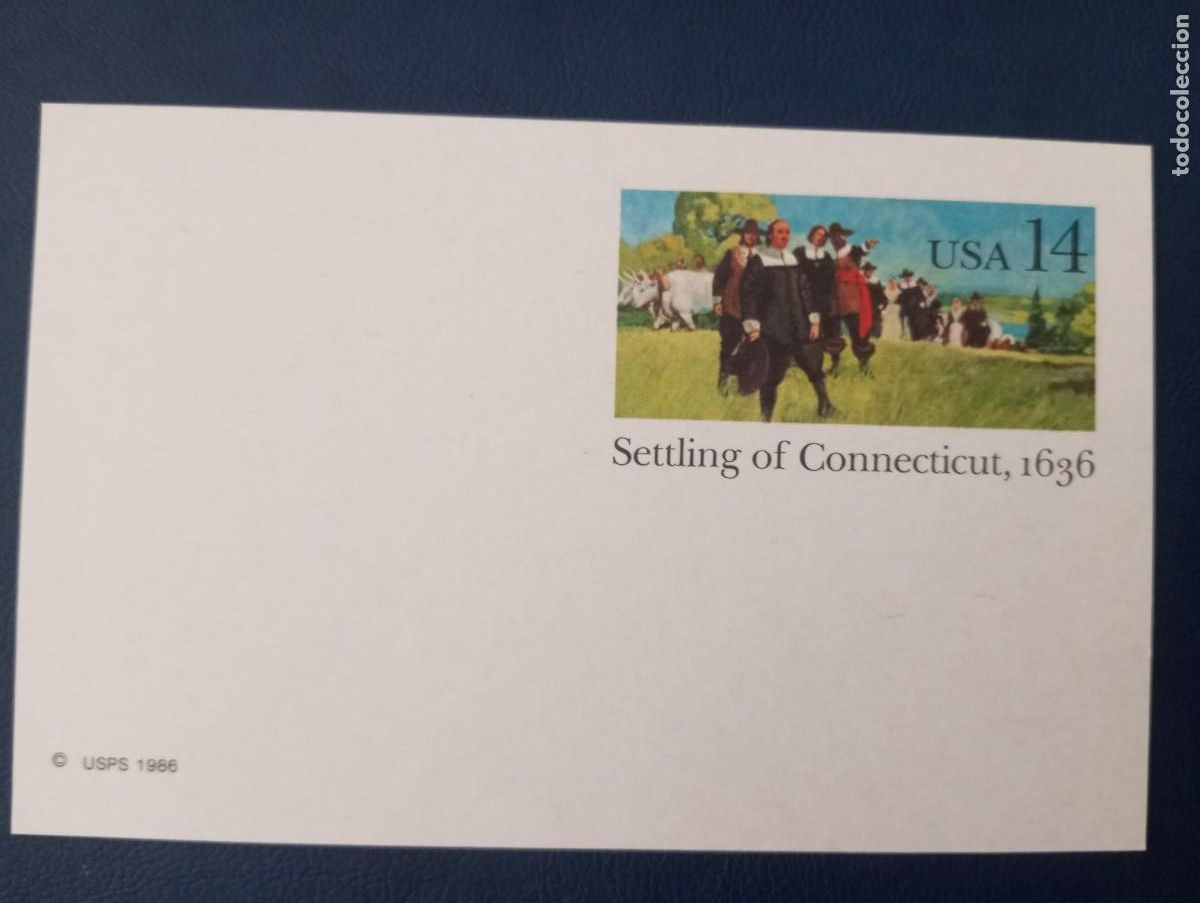Sellos: ESTADOS UNIDOS, 1986, ENTERO POSTAL, SETTLING OF CONNECTICUT 1636