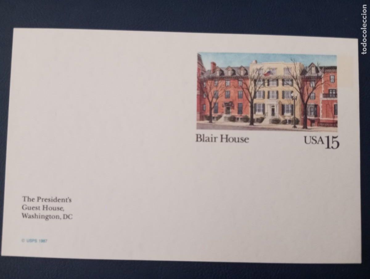 Sellos: ESTADOS UNIDOS, 1987, ENTERO POSTAL,BLAIR HOUSE